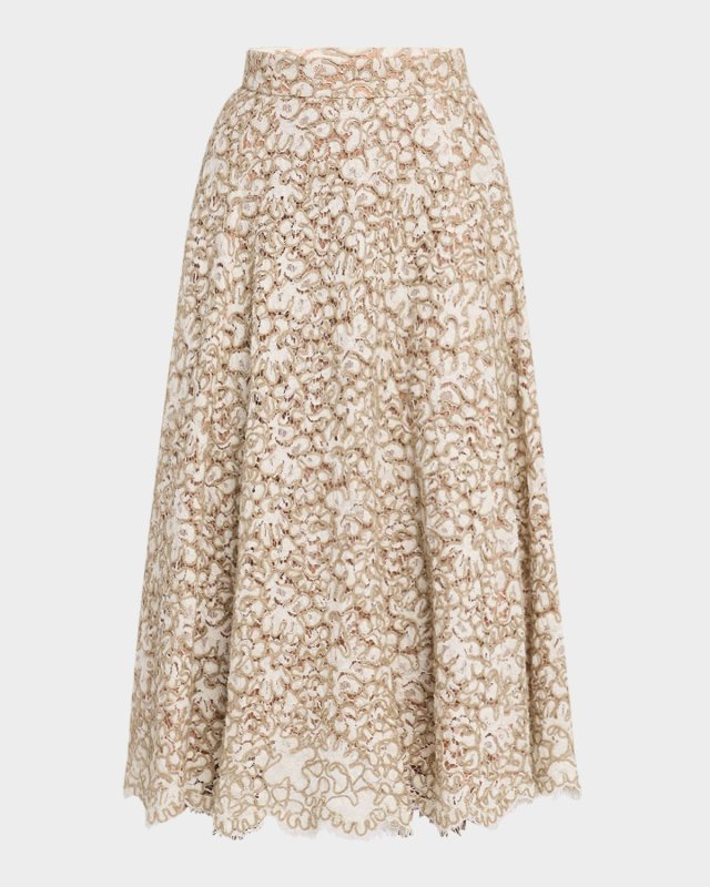 Rope Soutache Lace Midi Skirt